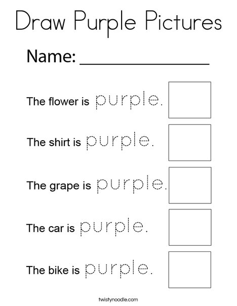 Draw Purple  Pictures Coloring Page