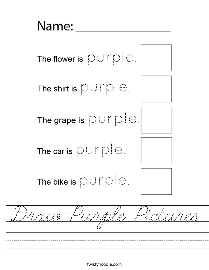 Draw Purple Pictures Worksheet