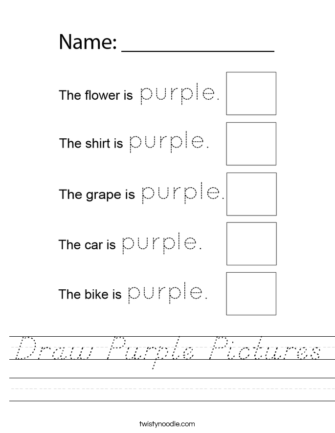 Draw Purple Pictures Worksheet