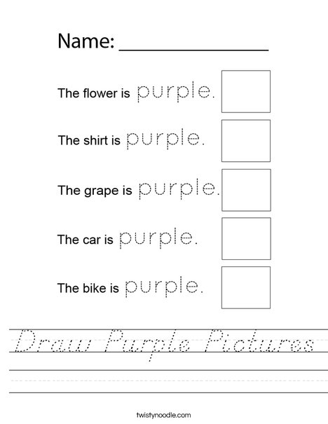 Draw Purple  Pictures Worksheet