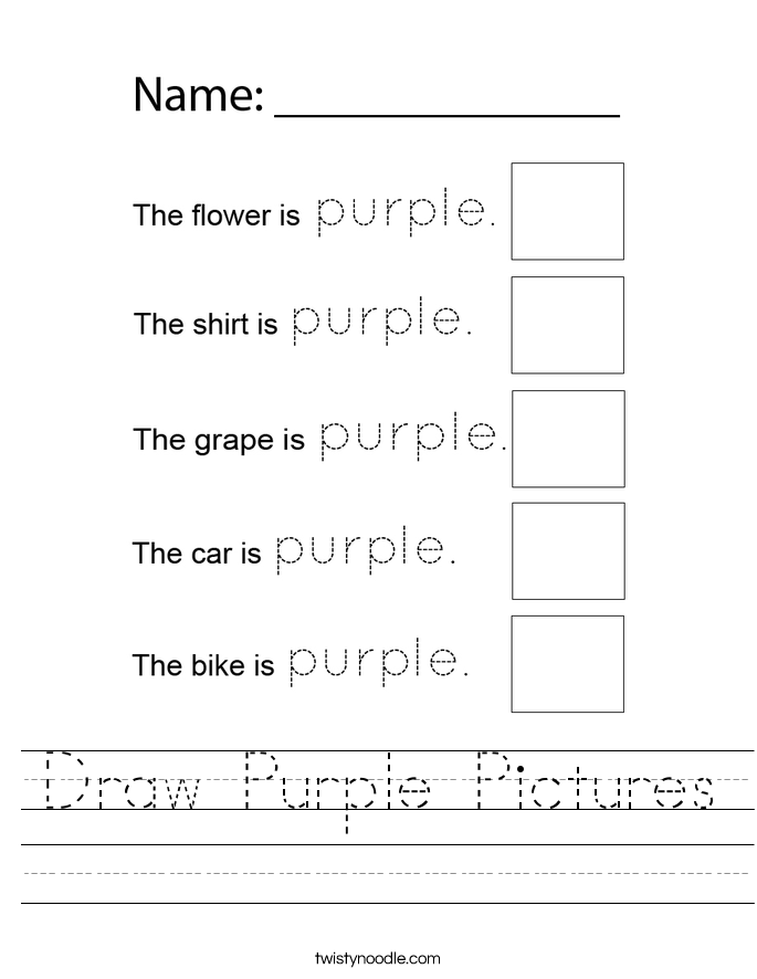 Draw Purple Pictures Worksheet