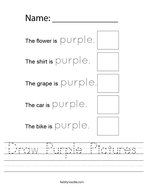 Draw Purple Pictures Handwriting Sheet