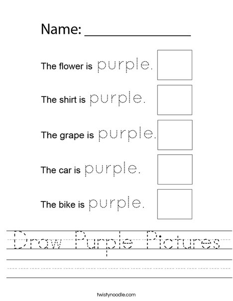 Draw Purple  Pictures Worksheet