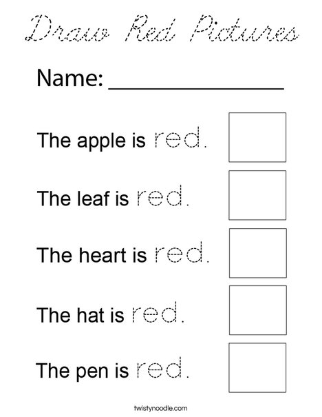 Draw Red Pictures Coloring Page