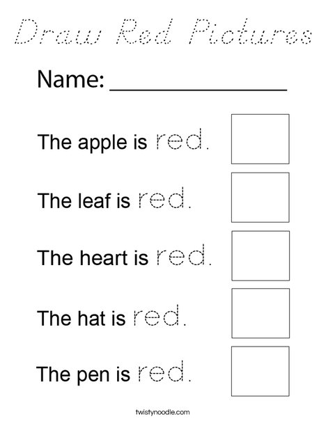 Draw Red Pictures Coloring Page