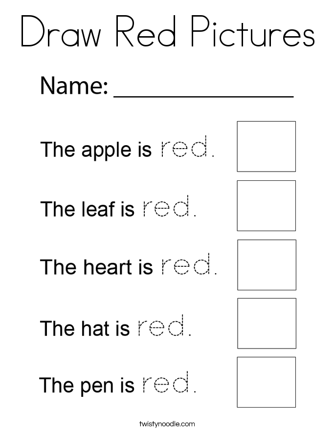 Draw Red Pictures Coloring Page