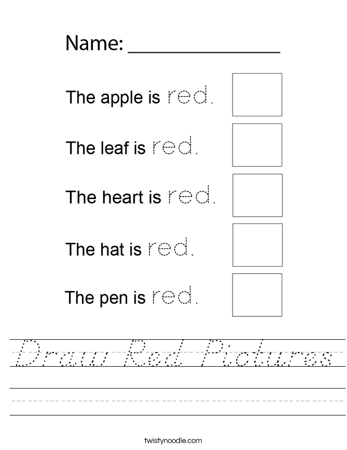 Draw Red Pictures Worksheet