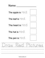 Draw Red Pictures Handwriting Sheet