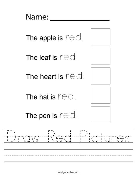 Draw Red Pictures Worksheet