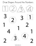 Draw Shapes Around the Numbers Coloring Page