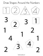 Draw Shapes Around the Numbers Coloring Page