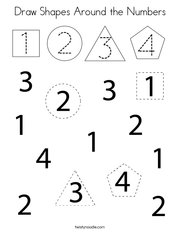 Draw Shapes Around the Numbers Coloring Page