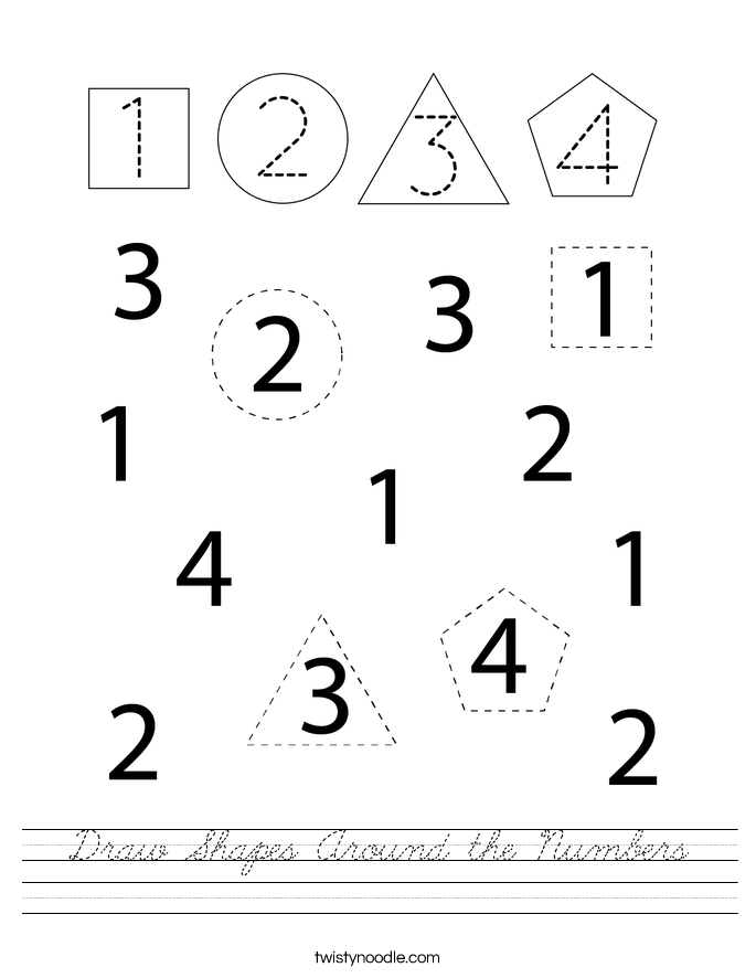 Draw Shapes Around the Numbers Worksheet