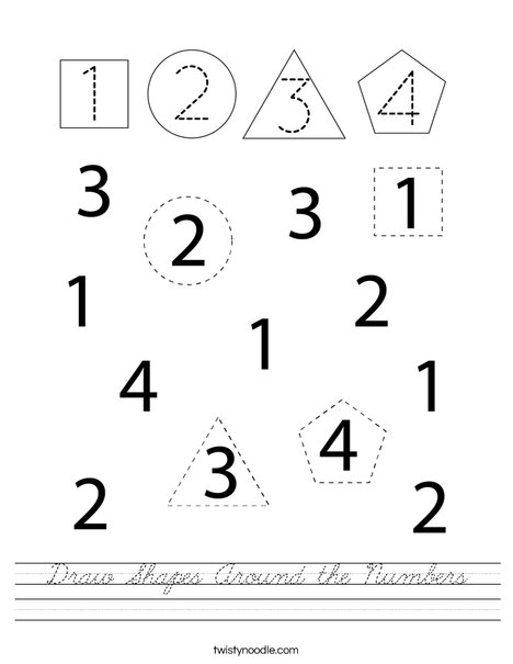 Draw Shapes Around the Numbers Worksheet