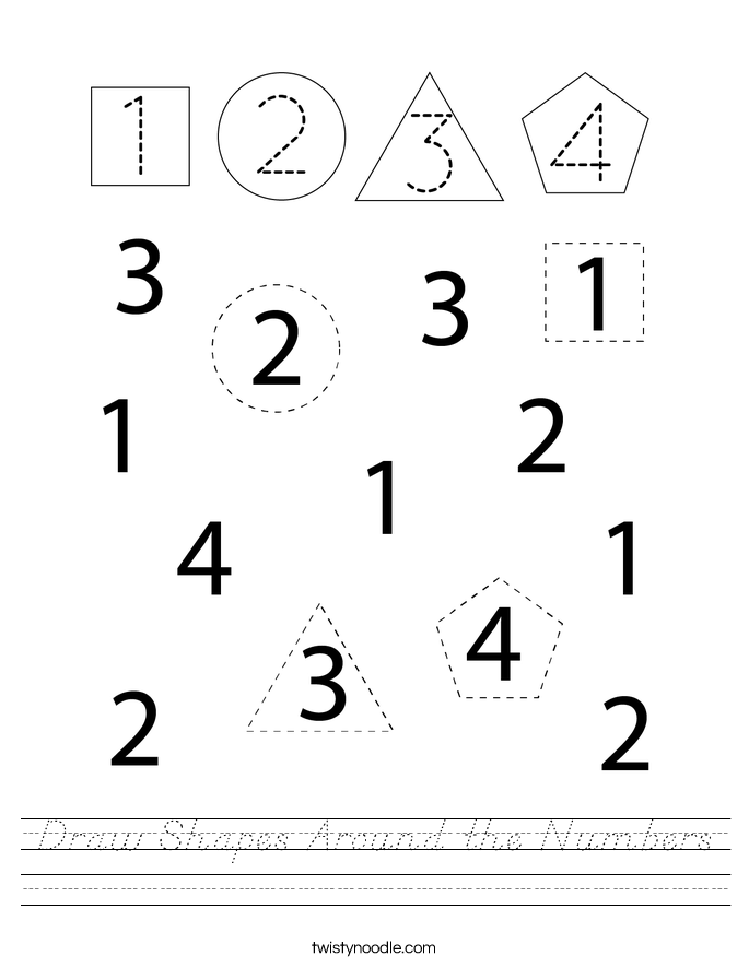 Draw Shapes Around the Numbers Worksheet