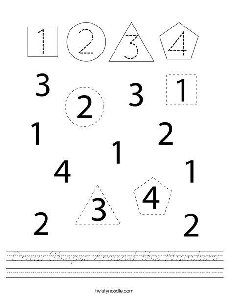 Draw Shapes Around the Numbers Worksheet