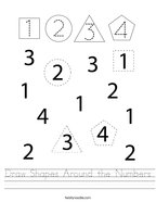Draw Shapes Around the Numbers Handwriting Sheet