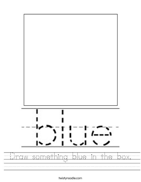 Draw something blue in the box. Worksheet