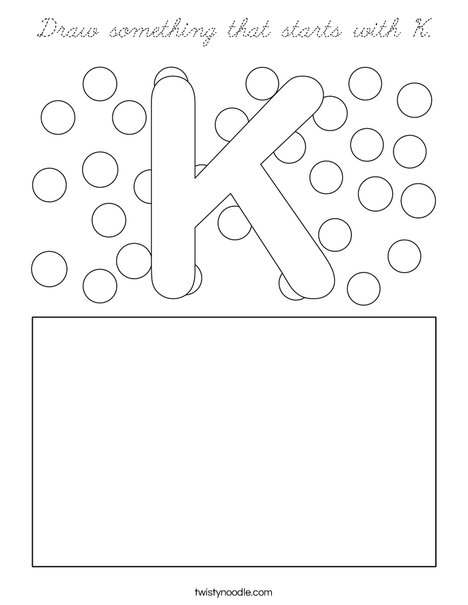 Draw something that starts with K. Coloring Page