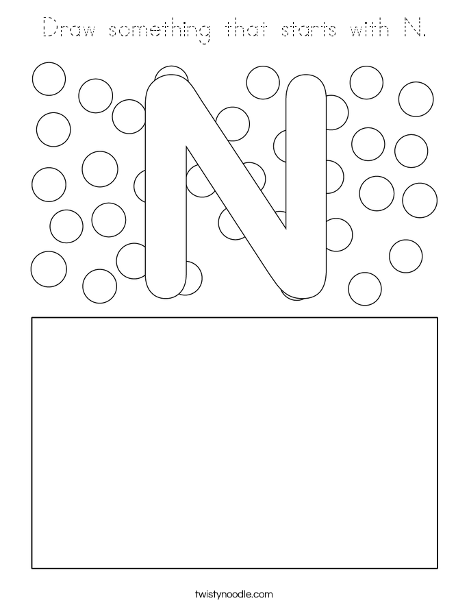Draw something that starts with N. Coloring Page