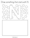 Draw something that starts with N Coloring Page