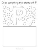 Draw something that starts with P Coloring Page