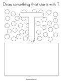 Draw something that starts with T Coloring Page