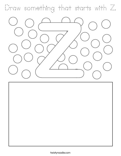 Draw something that starts with Z. Coloring Page