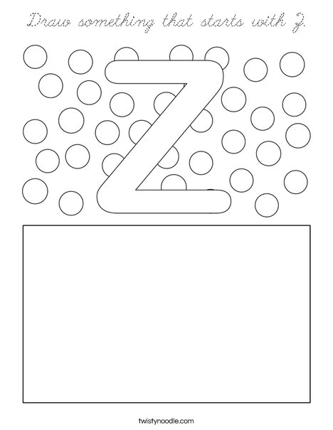 Draw something that starts with Z. Coloring Page