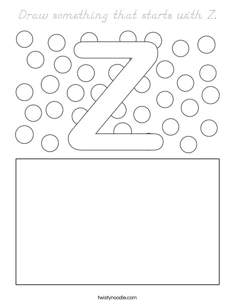 Draw something that starts with Z. Coloring Page