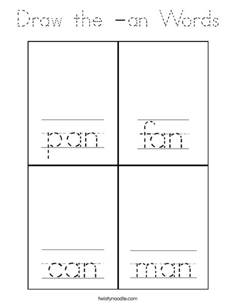 Draw the -an words. Coloring Page