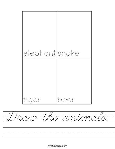 Draw the animals. Worksheet