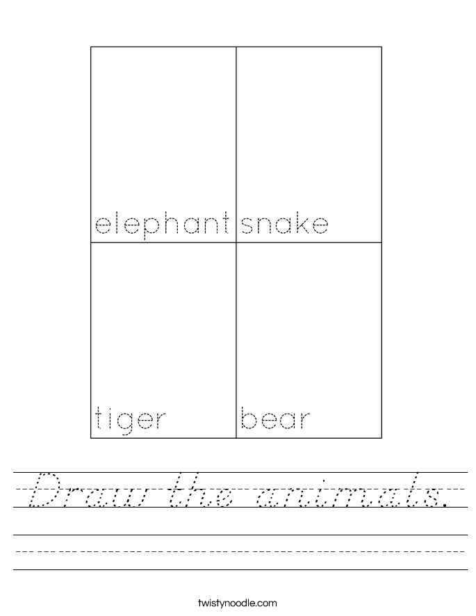 Draw the animals. Worksheet