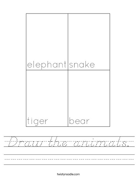 Draw the animals. Worksheet