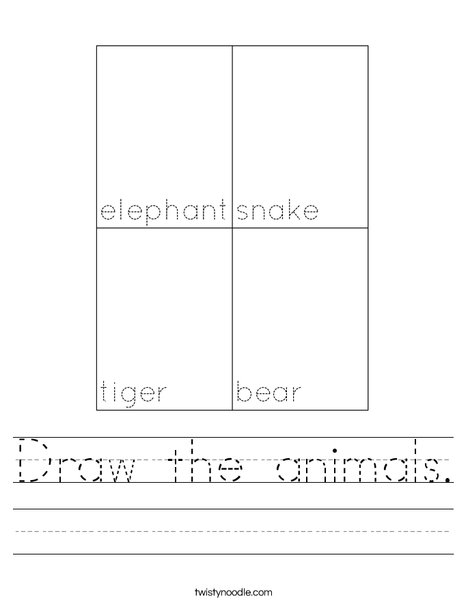 Draw the animals. Worksheet