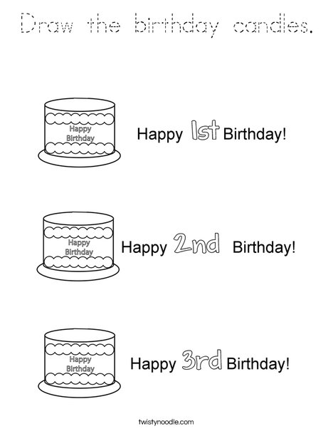 Draw the birthday candles. Coloring Page