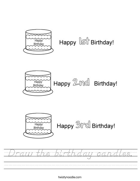 Draw the birthday candles. Worksheet