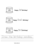 Draw the birthday candles Handwriting Sheet