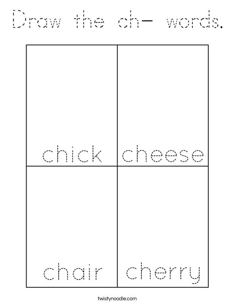 Draw the ch- words. Coloring Page