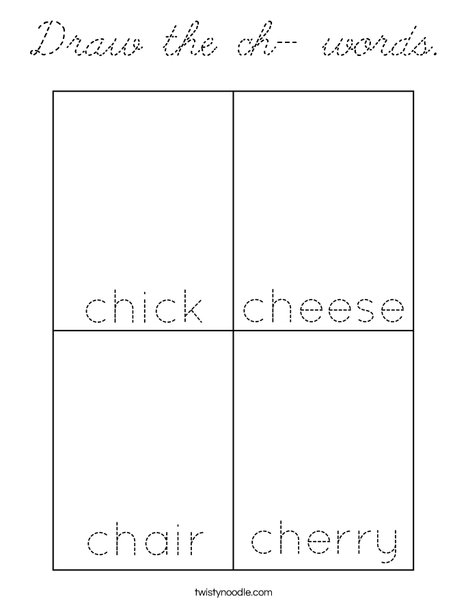 Draw the ch- words. Coloring Page