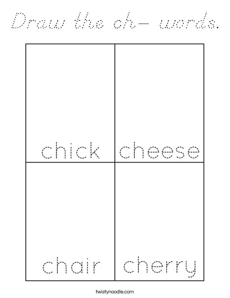 Draw the ch- words. Coloring Page