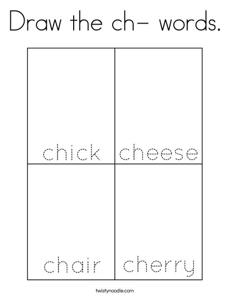Draw the ch- words. Coloring Page