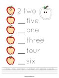 Draw the correct number of apple seeds. Worksheet