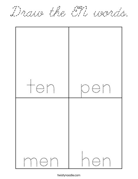 Draw the EN words. Coloring Page