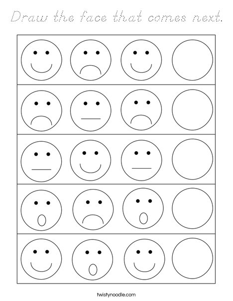 Draw the face that comes next. Coloring Page