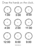 Draw the hands on the clock Coloring Page