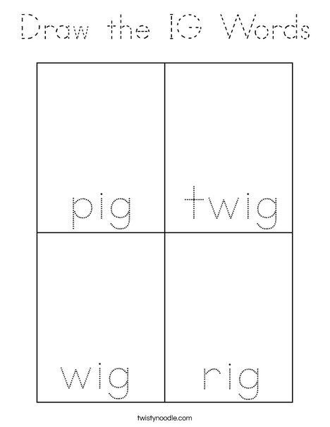 Draw the IG words. Coloring Page