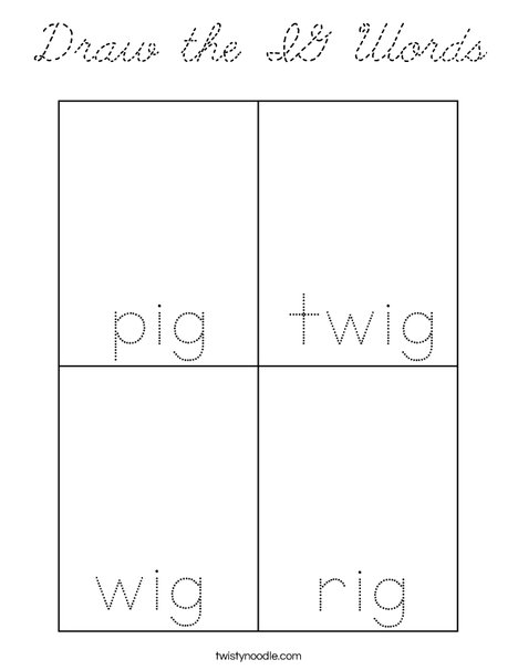 Draw the IG words. Coloring Page