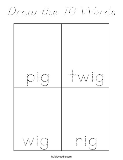 Draw the IG words. Coloring Page