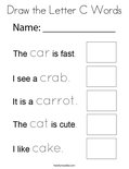 Draw the Letter C Words Coloring Page